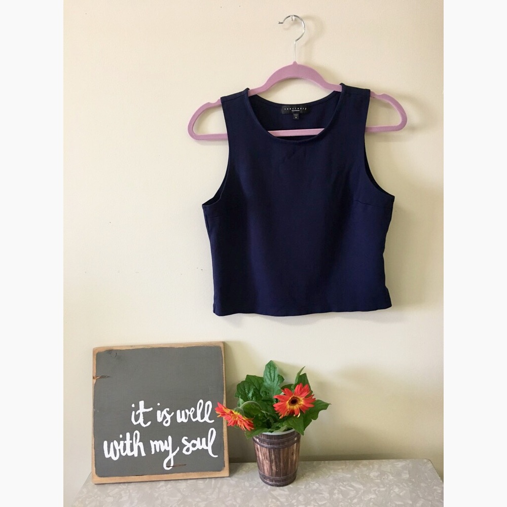 Navy Anthropologie Crop Top